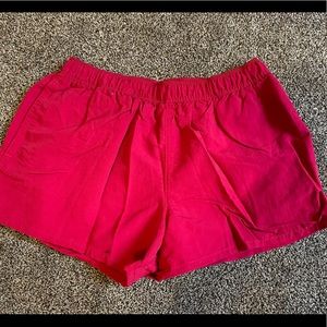 pink nylon shorts with pockets